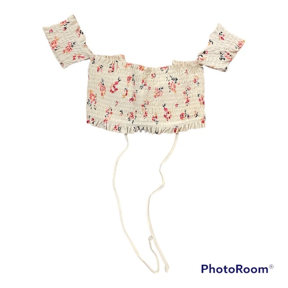 •Xhilaration Floral Smocked Lace up Bikini Top - Picture 3 of 5
